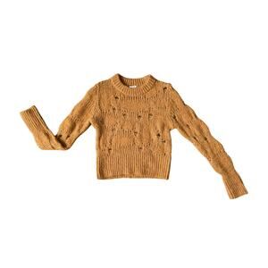 H&M Shaggy Sweater Womens M Mustard-Orange Alpaca Wool Twee Preppy Chunky Knit